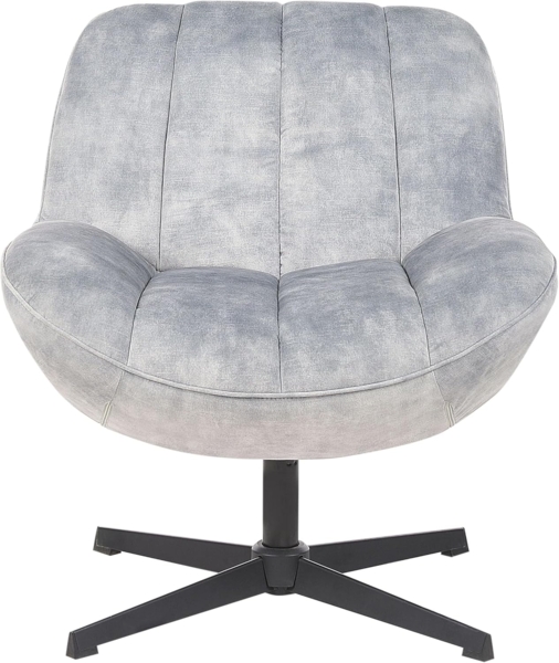 Stuhl mit Fußhocker LIA mit Fußstütze Samtstoff Hellgrau