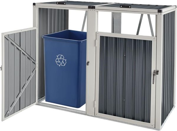 Mülltonnenbox Tarbek für 2 Tonnen Stahl verzinkt Anthrazit 121x146x82cm [en. casa]