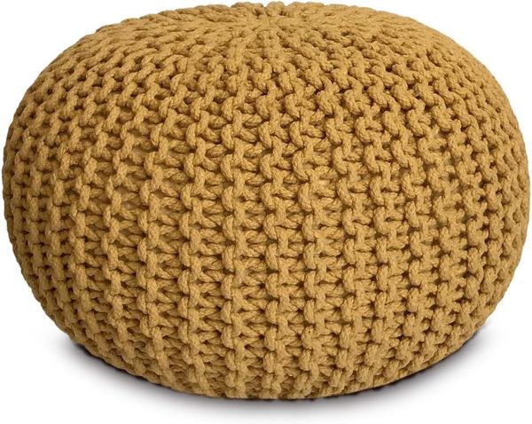 Amagohome Sitzhocker Sitzpouf Strickhocker Pouf Ø45 H30cm Bodenkissen Indoor Baumwolle recy