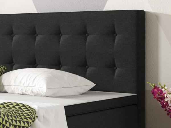 Inter 'Köln' Boxspringbett mit Bonellfederkern-Matratze und Topper, Webstoff schwarz, 180x200 cm Bild 5