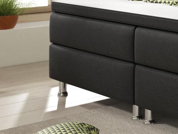 Inter 'Köln' Boxspringbett mit Bonellfederkern-Matratze und Topper, Webstoff schwarz, 180x200 cm Bild 7