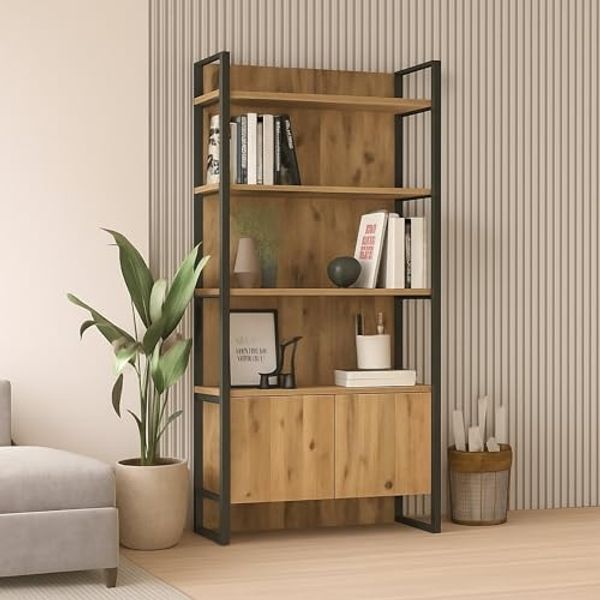 Dmora Regal Acasta 90 x 34 x 180h cm Braun 4 Böden 1 Tür