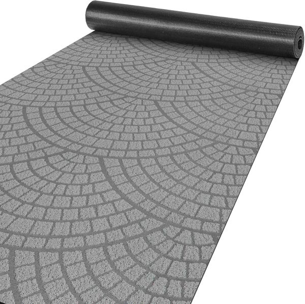 ANRO Küchenläufer Teppichläufer DAVIS Velours Läufer, Eckig, Bodenläufer 120x100cm Mosaik Grau pflegeleicht