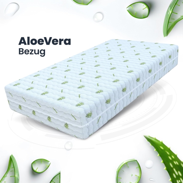 FDM Matratze 100x200 cm Härtegrad H3 H4 Höhe 24 cm Kaltschaummatratze HR-Schaum Visco-Schaum 7 Komfortzonen mit Hypoallergenem Waschbarem Aloe Vera Bezug Oeko-Tex Lunera Max Double Bild 9