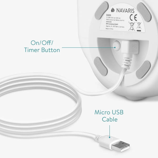 Navaris LED Nachtlicht Hunde Design - aufladbar mit Micro USB Kabel - Süße RGB Farbwechsel Kinder Nachttischlampe - Hund Schlummerlicht Weiß Bild 4