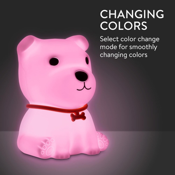 Navaris LED Nachtlicht Hunde Design - aufladbar mit Micro USB Kabel - Süße RGB Farbwechsel Kinder Nachttischlampe - Hund Schlummerlicht Weiß Bild 5