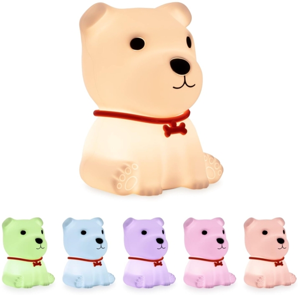 Navaris LED Nachtlicht Hunde Design - aufladbar mit Micro USB Kabel - Süße RGB Farbwechsel Kinder Nachttischlampe - Hund Schlummerlicht Weiß Bild 7