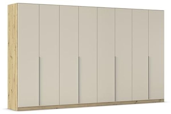 Rauch Möbel Alabama, Kleiderschrank für Schlafzimmer, Kinderzimmer, Wohnzimmer, Garderobe, Flur, 8-türig, mit Zubehör Premium, Farbe Beige/Eiche Artisan. Holz, Breite 360 cm