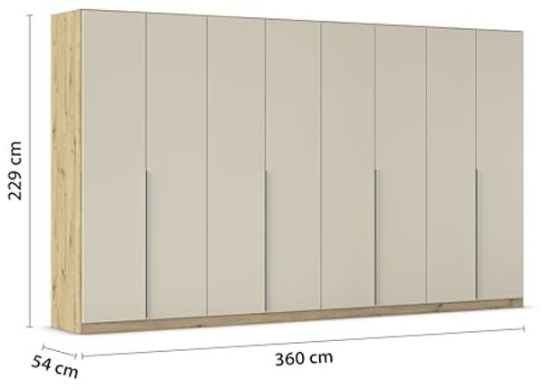 Rauch Möbel Alabama, Kleiderschrank für Schlafzimmer, Kinderzimmer, Wohnzimmer, Garderobe, Flur, 8-türig, mit Zubehör Premium, Farbe Beige/Eiche Artisan. Holz, Breite 360 cm Bild 3