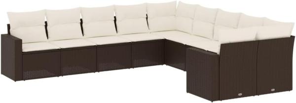 vidaXL 10-tlg. Garten-Sofagarnitur mit Kissen Braun Poly Rattan 3251850