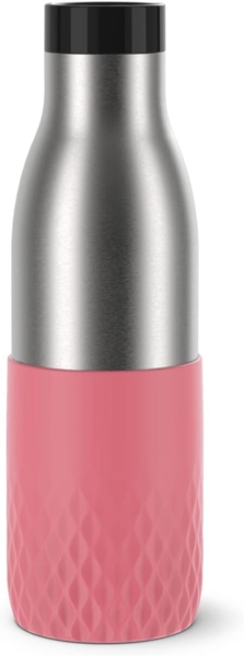 Emsa 'Bludrop Sleeve' Trinkflasche mit Quick-Press Verschluss, Edelstahl Koralle, 0,5l