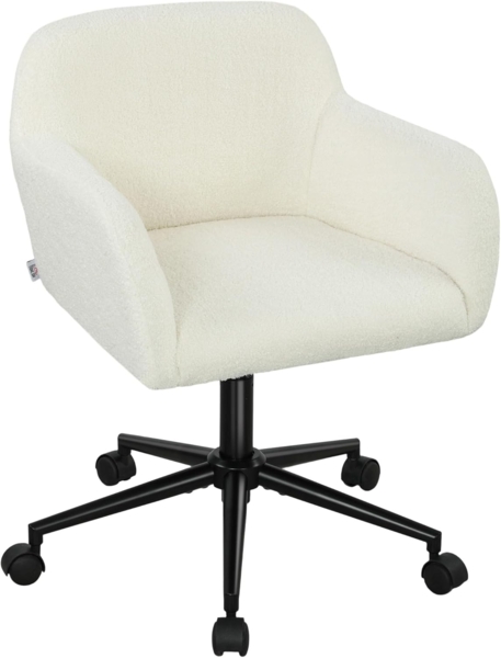 HOMCOM Bürostuhl Schreibtischstuhl höhenverstellbar Homeoffice Stuhl mit Fleece-Optik (Drehstuhl, 1 St), für Schlafzimmer, Arbeitszimmer, Cremeweiß