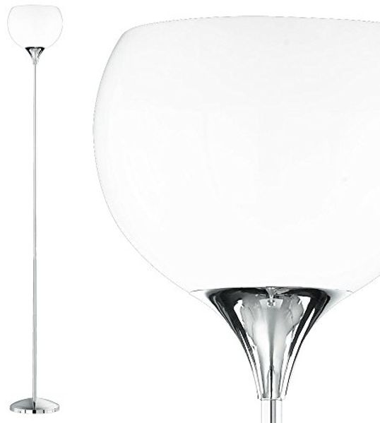 Reality|Trio Deckenfluter Stehlampe in chrom, Acrylschirm weiß