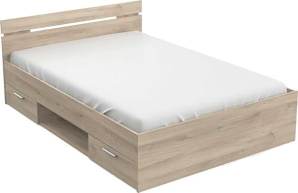 Demeyere Lit Double Pour Adulte Michigan 140 X 200 cm 2 Tiroirs / 1 Niche - Style Industriel - Fabriqué en France – Modulable und Fonctionnel Bild 6