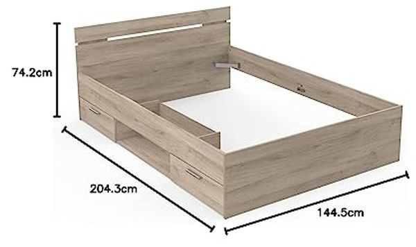 Demeyere Lit Double Pour Adulte Michigan 140 X 200 cm 2 Tiroirs / 1 Niche - Style Industriel - Fabriqué en France – Modulable und Fonctionnel Bild 3