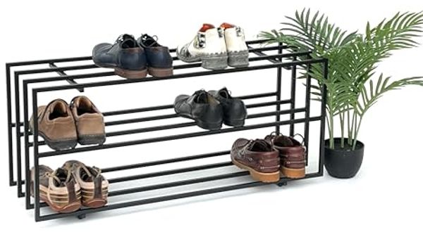 DanDiBo Schuhregal Metall Schwarz 3 Ebenen 96552 Schuhablage Schuhständer Modern Stabil Massiv Schuhschrank Ablage
