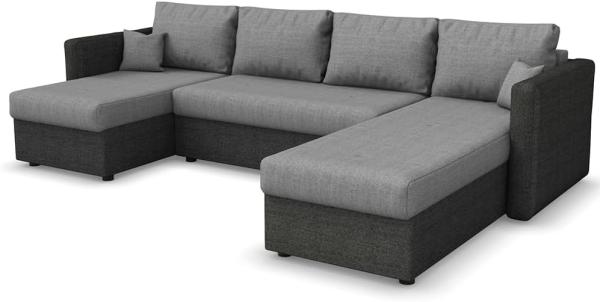 VICCO XXL Ecksofa mit Schlaffunktion Anthrazit - Wohnlandschaft Schlafsofa Sofa Taschenfederkern Couch