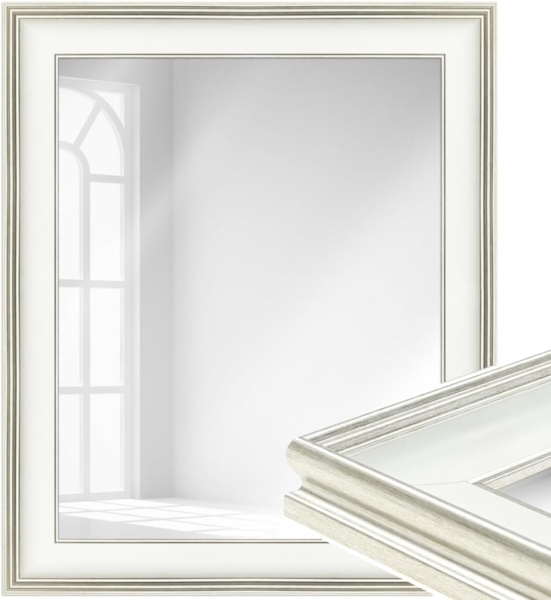 WANDStyle Wandspiegel H235 aus Kunststoff in Weiß 60 x 70 cm im Stil Klassisch