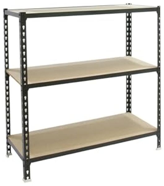 SimonRack Schwerlastregal, Lagerregal, 90 x 110 x 40 cm, Metallregal, Kellerregal, Biegestelle 200 kg, 3 Holzfachböden, Anthrazit/Holz - Maderclick