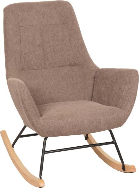 Schaukelstuhl HWC-N13, Schwingstuhl Relaxsessel Fernsehsessel, Massiv-Holz Metall Stoff/Textil 320g/m² ~ braun