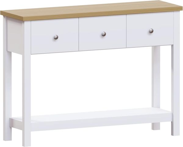 Vida Designs Arlington Konsolentisch mit 3 Schubladen Regal Ablage Eingang Flur Beistelltisch Schminktisch MDF Weiß