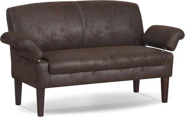 CAVADORE 3-Sitzer Küchensofa Malm, Sitzbank für Küche oder Esszimmer in Lederoptik, Inkl. Armteilverstellung, Federkern und moderner Kontrastnaht, 182 x 97 x 78, Mikrofaser: braun Bild 4