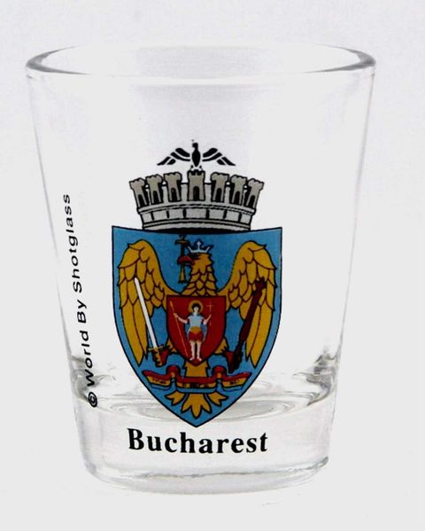 Bucharest Romania Coat Of Arms Shot Glass by World By Shotglass