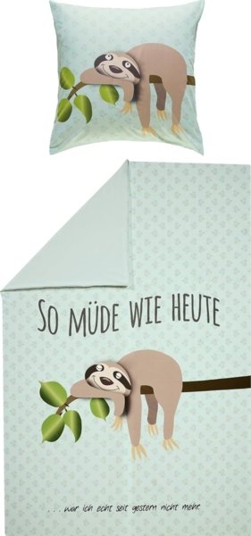 Erwin Müller Kinderbettwäsche Wendebettwäsche "Faultier", Renforcé, Tiermotiv