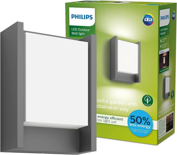 Philips Außenleuchten Wandbeleuchtung für den Außenbereich Grau Aluminium IP44 Fassade II