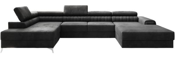 Designer Sofa Collina mit Schlaf- und Klappfunktion Samt Anthrazit Links