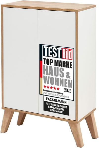 Fackelmann FINN Doppel Midischrank 60 cm mit Füßen, Braun hell/Weiß