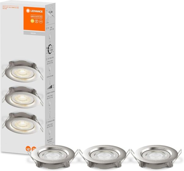 LEDVANCE LED Spot Set Simple Dim 3x4. 9W 2700K Brushed Nickel