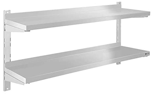 Royal Catering Hängeregal 120 cm Wandbord Gastro doppeltes Wandregal Edelstahl Regal Wandbord
