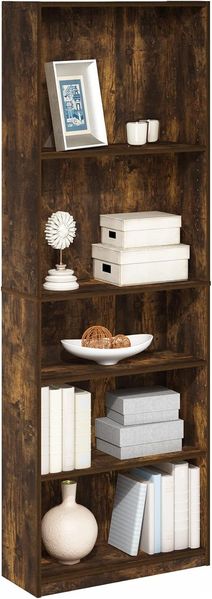 Furinno Jaya Simply Home Bücherregal mit verstellbarem Regal, 5 Etagen, Bernsteinkiefer
