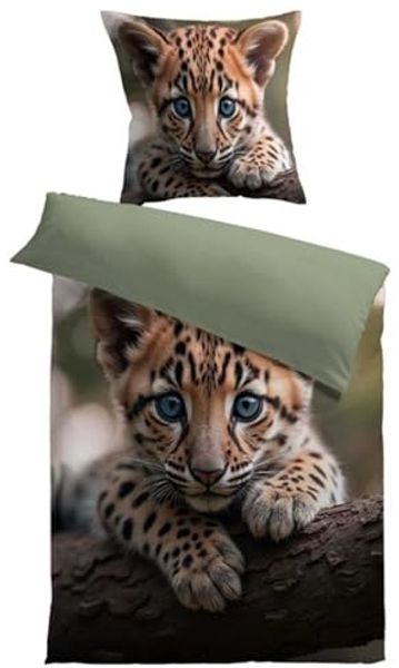 MESANA Bettwäsche Microfaser, Microfaser, Wendebettwäsche, Leopard