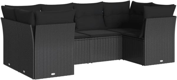 vidaXL 6-tlg. Garten-Sofagarnitur mit Kissen Schwarz Poly Rattan 3218105