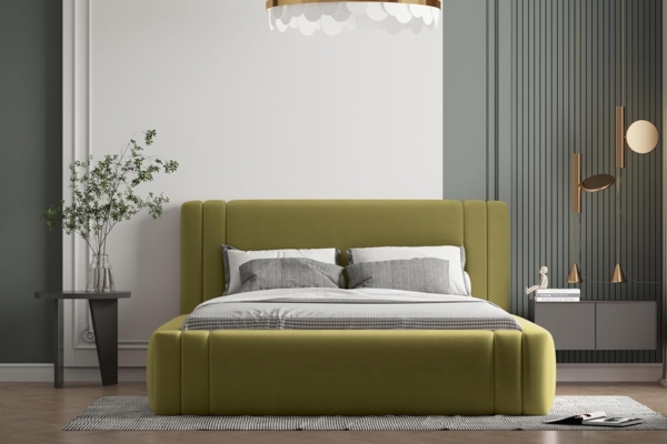 Polsterbett ROLF 180x200 mit Matratze, Bettkasten und Lattenrost. Farbe: VELUTTO 9