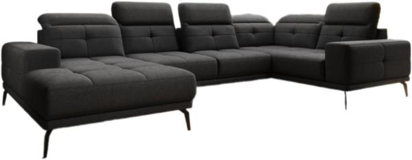 Designer Sofa Nerio mit verstellbarer Kopf- und Rückenlehne Stoff Schwarz Links