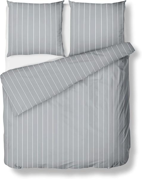 Mako Satin Bettwäsche Urban Stripe grau 135x200 + 80x80