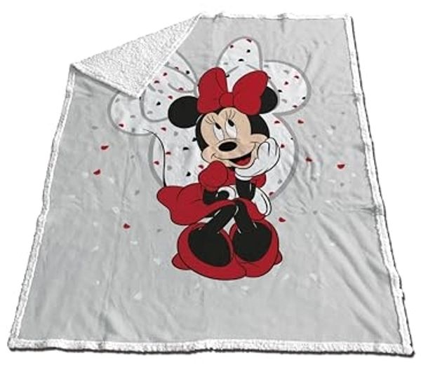 Disney Minnie Mouse Fleecedecke 130x170 cm – Kuschelige Sherpa-Decke für Kinder
