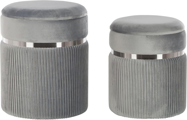 Pouf CAMDENTON Hellgrau Samtstoff 36 31 cm 36 31 cm