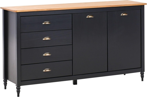 Sideboard mit 2 Türen SHILLINGTON Kiefernholz Schwarz