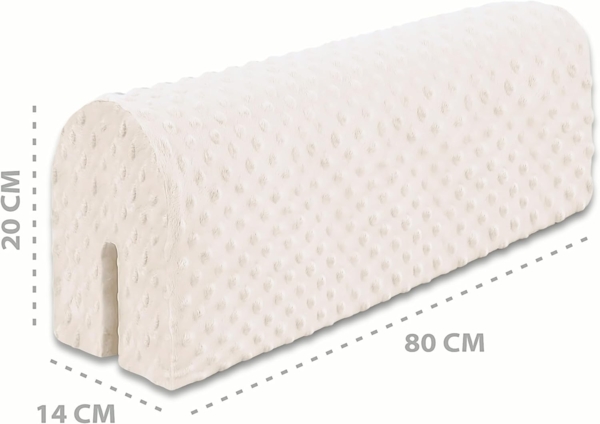 Bettkantenschutz für Kinderbetten 80 cm - Schutz für Bettrahmen Baby Bett rausfallschutz für boxspringbett bettgitter mit Bezug Kantenschutz Kinder Babybett Hellbeige Bild 2