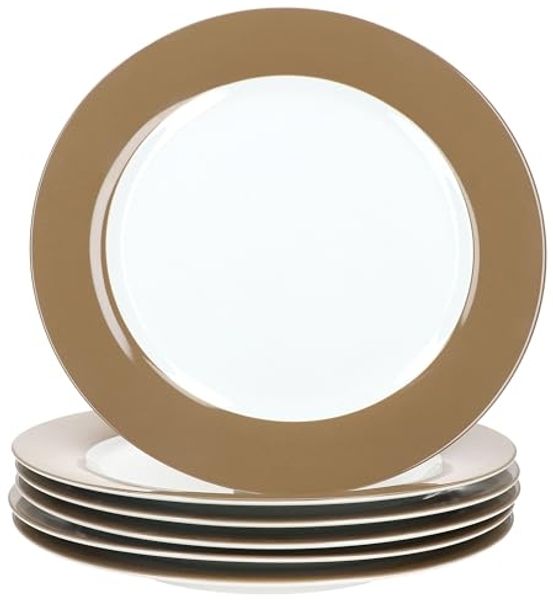 MamboCat Speiseteller Ritzenhoff 6x Nougat Doppio Speiseteller Weiß-Braun Porzellan Teller