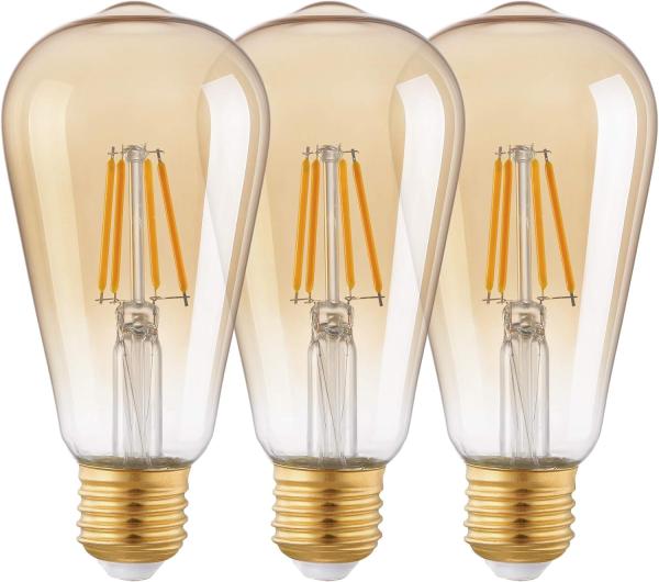 EGLO E27 ST64 LED Leuchtmittel amber 3er Set 4W 360lm 2200K 6,4x14cm