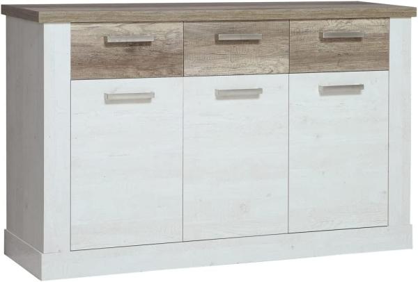 Sideboard Durio 51 Pinie weiß 141x91x42 cm Anrichte Schrank Wohnzimmer