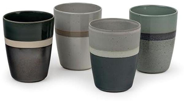 1x4 Bredemeijer Mugs Sven 200ml Tassen Steingut Streifen 147080