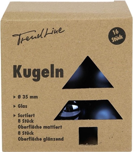 TrendLine Weihnachtskugeln Mini aus Glas Ø 35 mm nachtblau 16 Stück Christbaum Bild 1