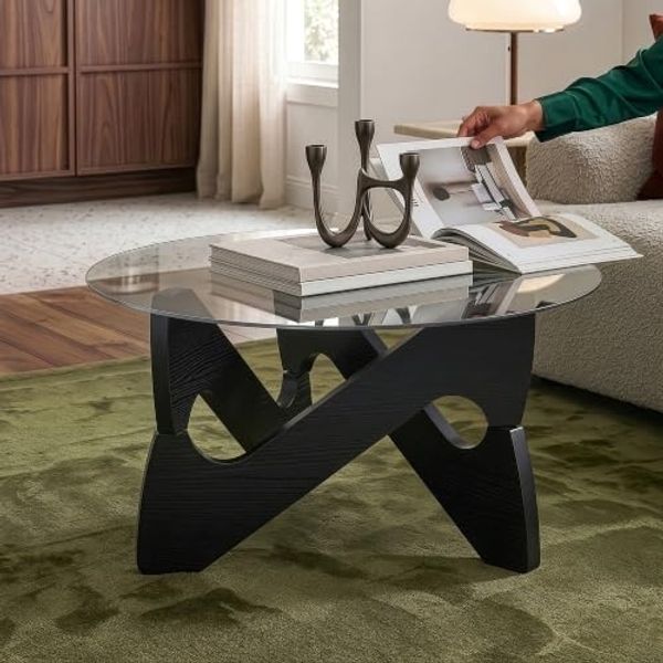 Couchtisch Reypio Ø70x35 cm Schwarz/Grau [en. casa]