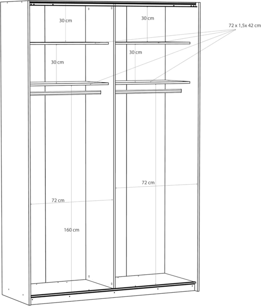 FORTE Schwebetürenschrank Fittio, Made in Europe, 2 Schiebetüren, modernes Design Höhe 2,35 mtr, stehende Montage Bild 7